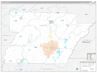 Greene County, AR Classic style ZIP Code wall map
