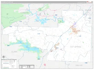 Hot Spring County, AR Classic style ZIP Code wall map
