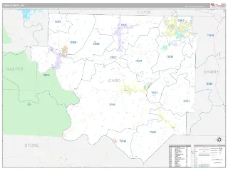 Izard County, AR Classic style ZIP Code wall map