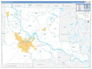 Jefferson County, AR Business Reference style ZIP Code wall map