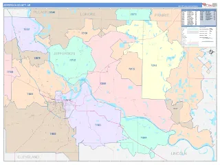 Jefferson County, AR ColorCast style ZIP Code wall map