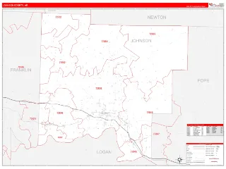Johnson County, AR RedLine style ZIP Code wall map