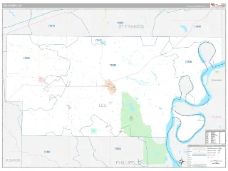Lee County, AR Classic style ZIP Code wall map