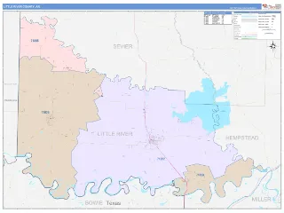 Little River County, AR ColorCast style ZIP Code wall map