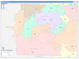 Newton County, AR ColorCast style ZIP Code wall map