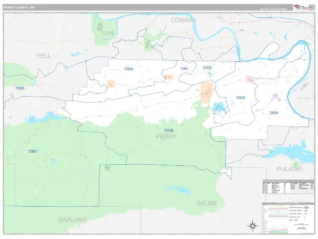 Perry County, AR ZIP Code Wall Map, Classic style