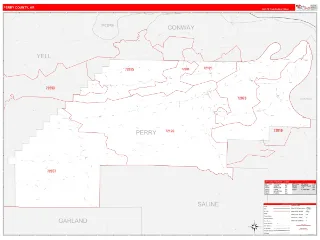 Perry County, AR RedLine style ZIP Code wall map