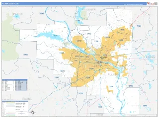 Pulaski County, AR Business Reference style ZIP Code wall map