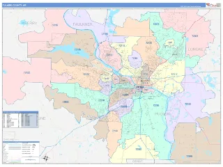 Pulaski County, AR ColorCast style ZIP Code wall map
