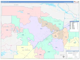 Saline County, AR ColorCast style ZIP Code wall map
