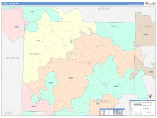 Searcy County, AR ColorCast style ZIP Code wall map