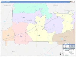 St. Francis County, AR ColorCast style ZIP Code wall map