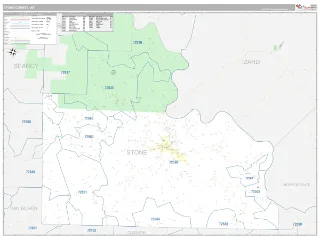 Stone County, AR Classic style ZIP Code wall map