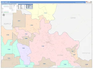 Stone County, AR ColorCast style ZIP Code wall map