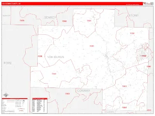 Van Buren County, AR RedLine style ZIP Code wall map