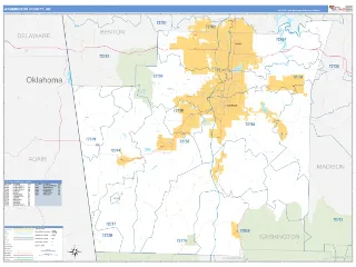 Washington County, AR Business Reference style ZIP Code wall map
