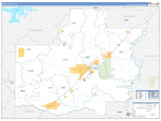 White County, AR Business Reference style ZIP Code wall map