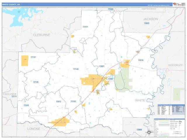 White County, AR ZIP Code Wall Map, Business Reference style