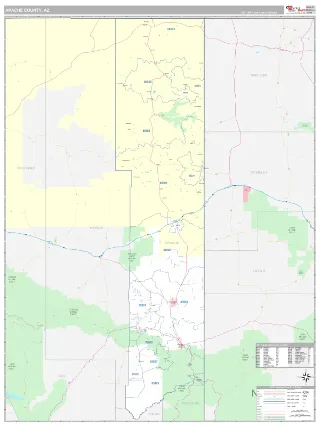Apache County, AZ Classic style ZIP Code wall map