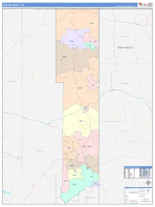 Apache County, AZ ColorCast style ZIP Code wall map