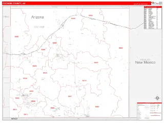 Cochise County, AZ RedLine style ZIP Code wall map