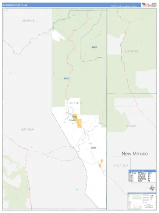 Greenlee County, AZ Business Reference style ZIP Code wall map