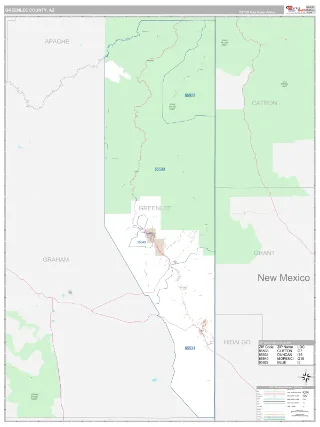 Greenlee County, AZ Classic style ZIP Code wall map