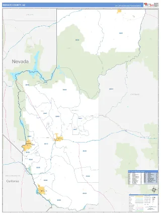 Mohave County, AZ Business Reference style ZIP Code wall map