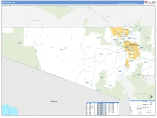 Pima County, AZ Business Reference style ZIP Code wall map