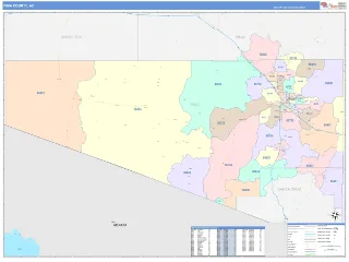 Pima County, AZ ColorCast style ZIP Code wall map