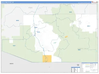 Santa Cruz County, AZ Business Reference style ZIP Code wall map
