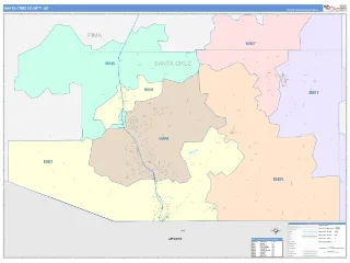 Santa Cruz County, AZ ColorCast style ZIP Code wall map