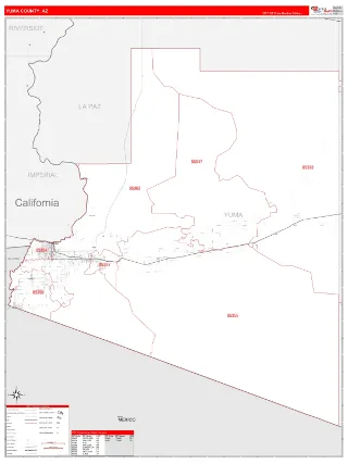Yuma County, AZ RedLine style ZIP Code wall map