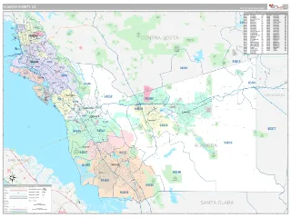 Alameda County, CA Classic style ZIP Code wall map