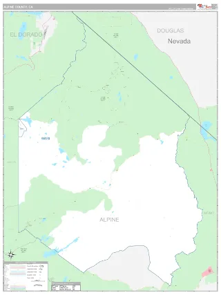 Alpine County, CA Classic style ZIP Code wall map