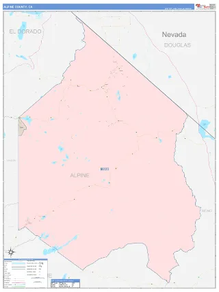 Alpine County, CA ColorCast style ZIP Code wall map
