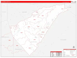 Calaveras County, CA RedLine style ZIP Code wall map