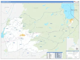 El Dorado County, CA Business Reference style ZIP Code wall map