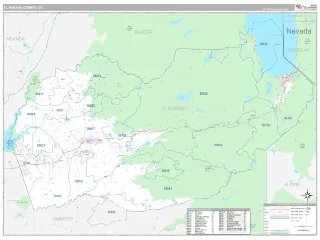 El Dorado County, CA Classic style ZIP Code wall map