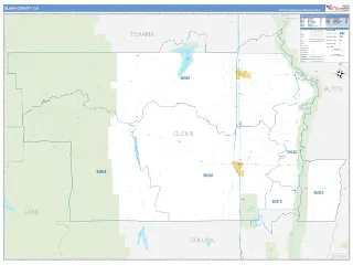 Glenn County, CA Business Reference style ZIP Code wall map