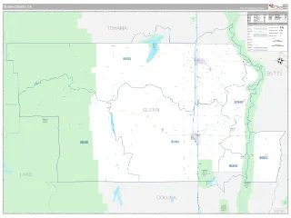 Glenn County, CA Classic style ZIP Code wall map