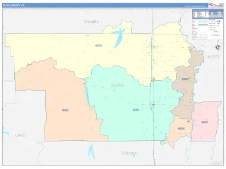 Glenn County, CA ColorCast style ZIP Code wall map