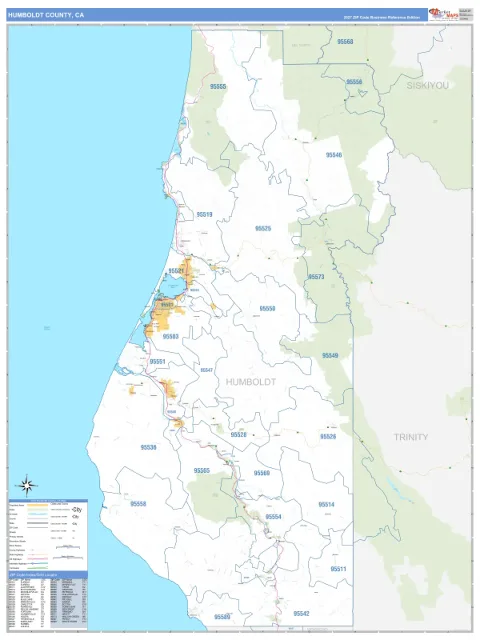 Humboldt County, CA map