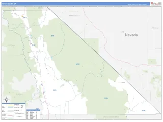 Inyo County, CA Business Reference style ZIP Code wall map