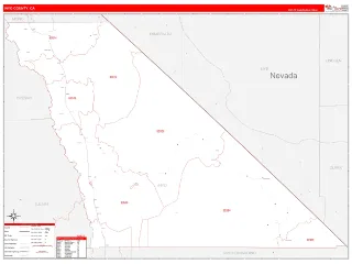 Inyo County, CA RedLine style ZIP Code wall map