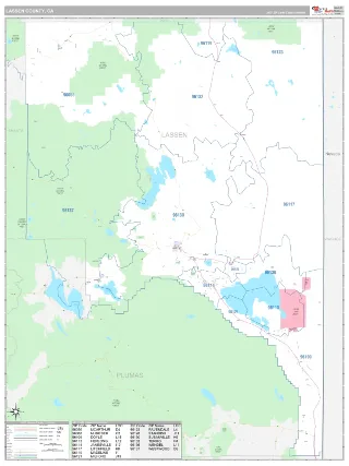 Lassen County, CA Classic style ZIP Code wall map