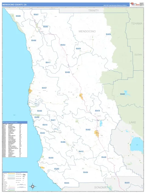 Mendocino County, CA map