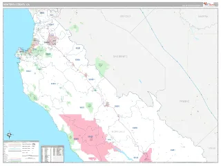 Monterey County, CA Classic style ZIP Code wall map