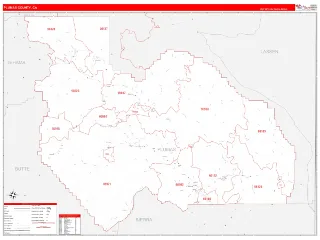 Plumas County, CA RedLine style ZIP Code wall map