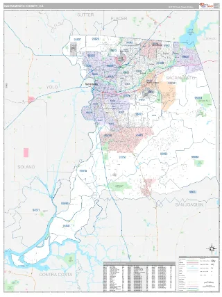 Sacramento County, CA Classic style ZIP Code wall map